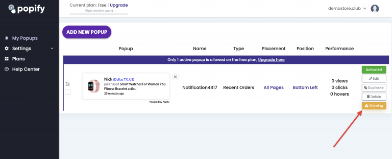 Screenshot from Why my recent sales popups are not showing?