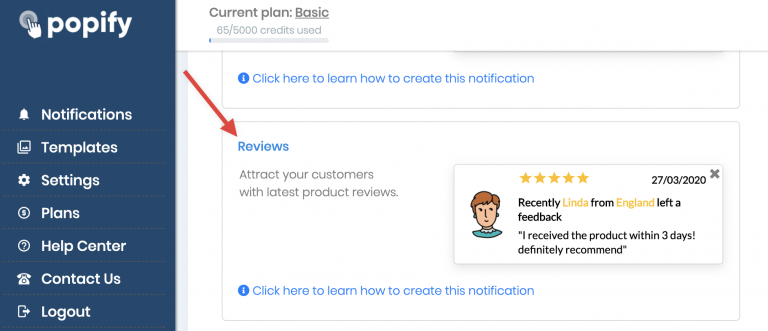 Screenshot from How to create a review popup notification using Popify and Ryviu?