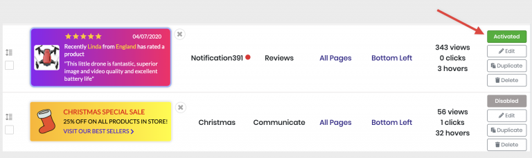 Screenshot from How to change the order of the notifications on my store?