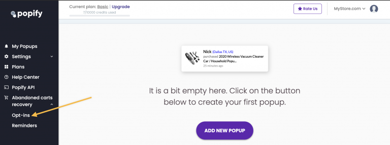 Screenshot from How to setup Abandoned Cart Recovery push notifications on your Shopify store?