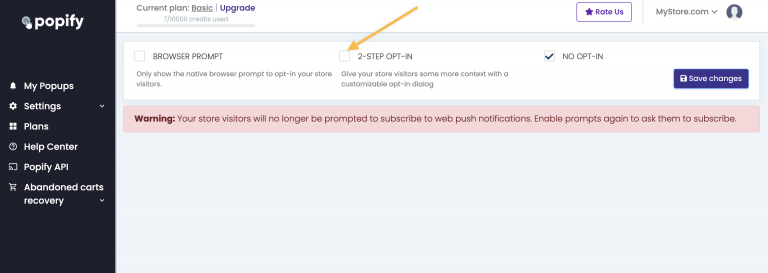 Screenshot from How to setup Abandoned Cart Recovery push notifications on your Shopify store?