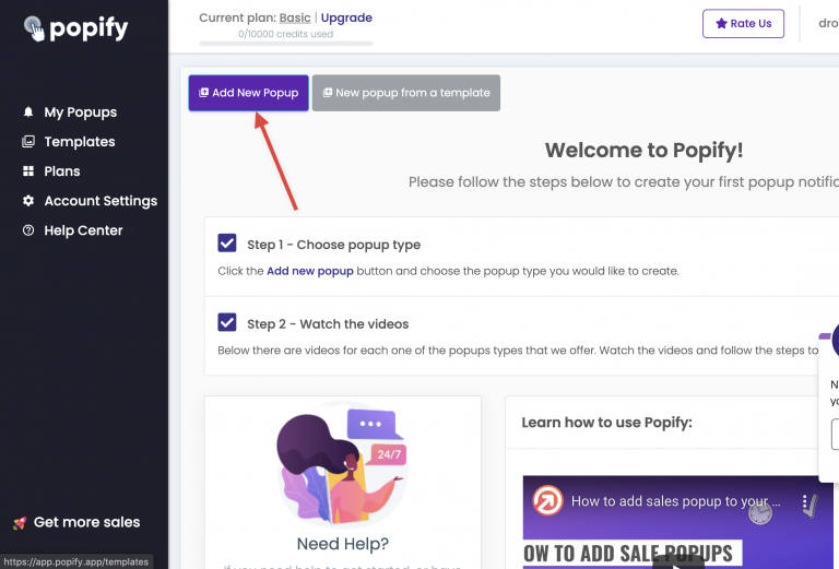 Screenshot from How to add Video Sales Popups to your Shopify store?