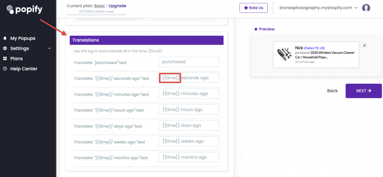 Screenshot from How to edit the recent time text on recent orders and add to carts?