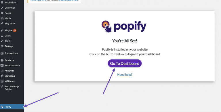 Screenshot from How to install Popify on my Woocommerce store?